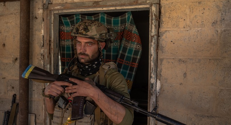 A Ukrainian soldie poses for a portrait, in an undisclosed location near the town of Orikhiv, in the Zaporizhzhia region, on October 1, 2023.ROMAN PILIPEY/AFP via Getty Images