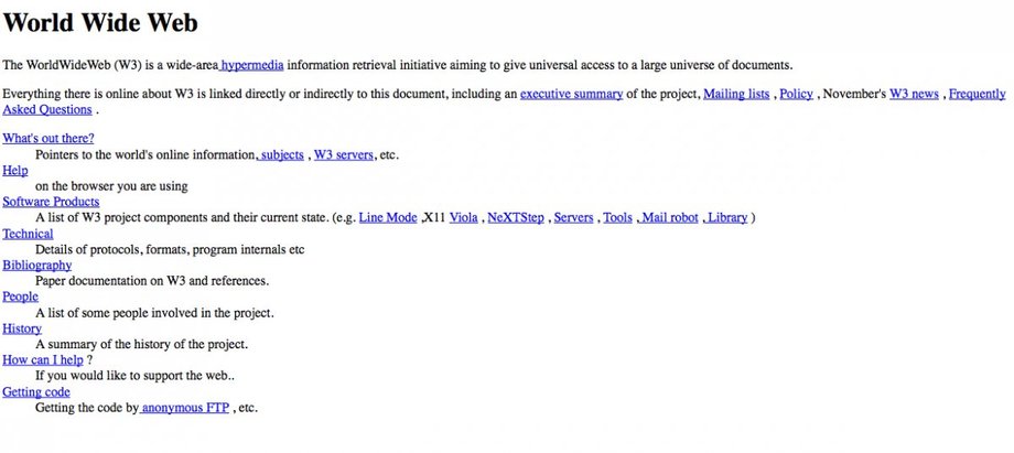 Pierwsza strona internetowa opublikowana przez Tima Bernersa-Lee