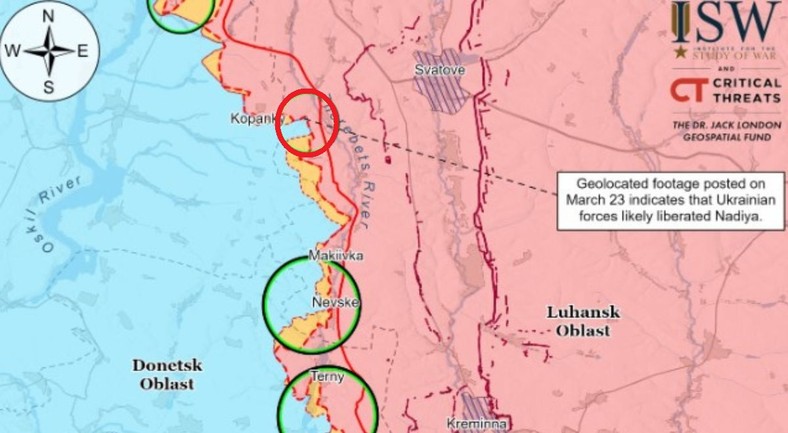 Nadija leży około 20 km na zachód od Swatowa