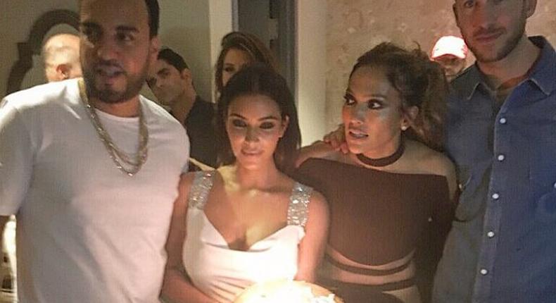 Kim Kardashian, Calvin Harris, French Montana at Jennifer Lopez birthday bash