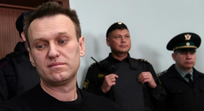 Russian opposition leader Alexei Navalny attends a court hearing in Moscow on March 30, 2017