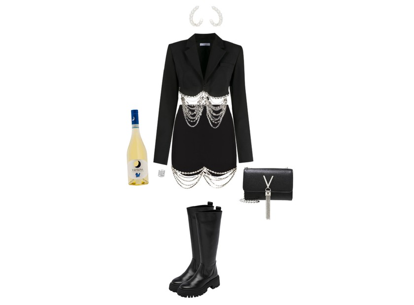 Beim Weihnachtsessen mit den Freunden muss es nicht ganz so formell oder brav sein, dort darf man auch ruhig die Fashionista raushängen lassen. Bei diesem Look machts der Stilbruch: derbe Boots zum lässigen Zweiteiler mit glamourösen Eyecatcher-Ketten.