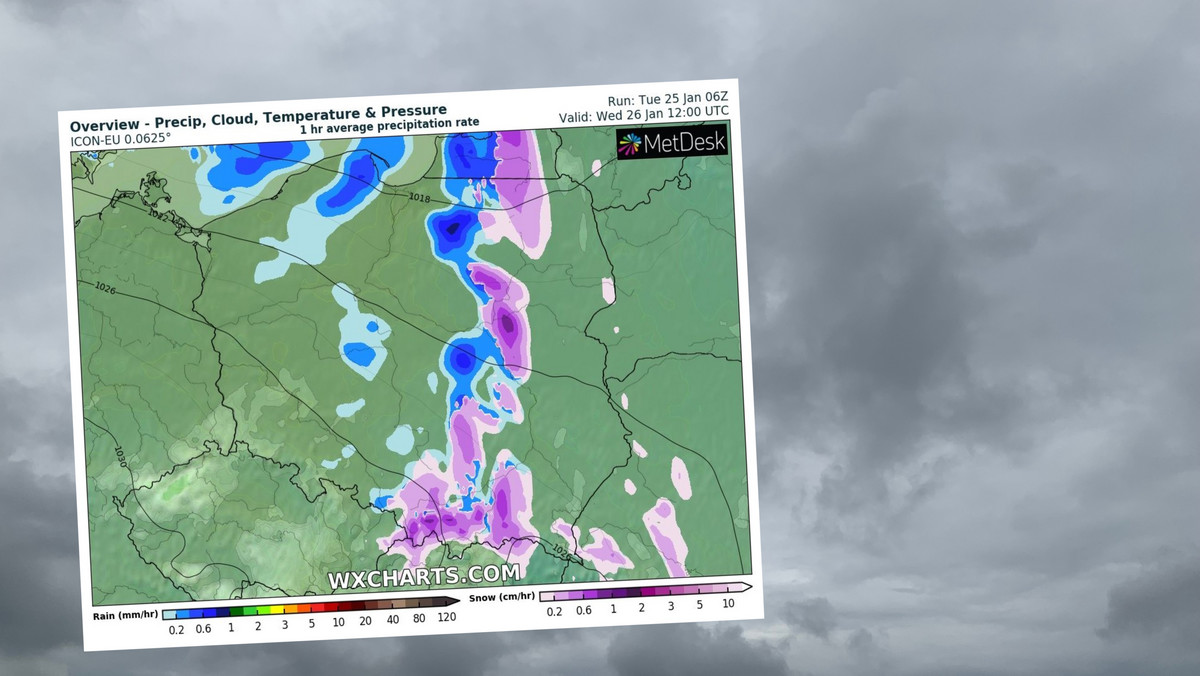 Prognoza pogody na środę, 26 stycznia. Temperatura wzrośnie, ale będzie mokro