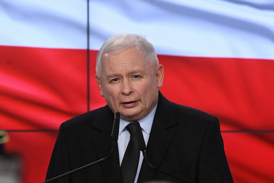  Prezes PiS Jarosław Kaczyński w sztabie wyborczym PiS