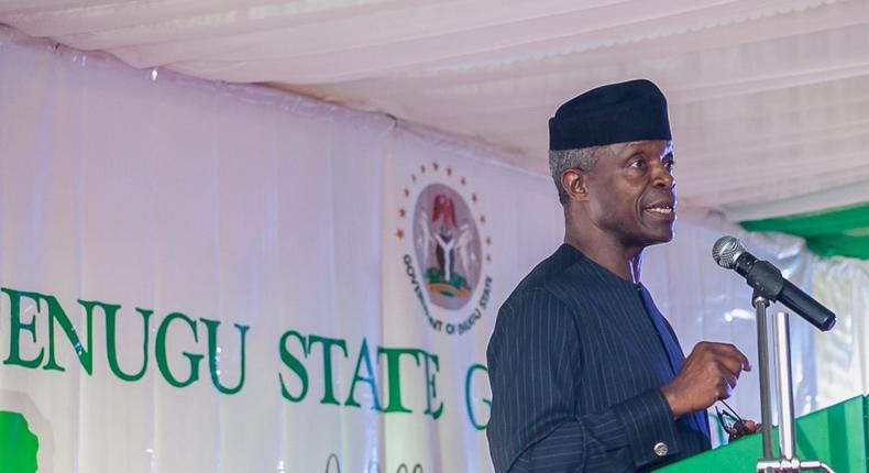 Nigera's Vice President, Yemi Osinbajo speaking at the 19th edition of the MSME clinic in Enugu, October 2, 2018.
