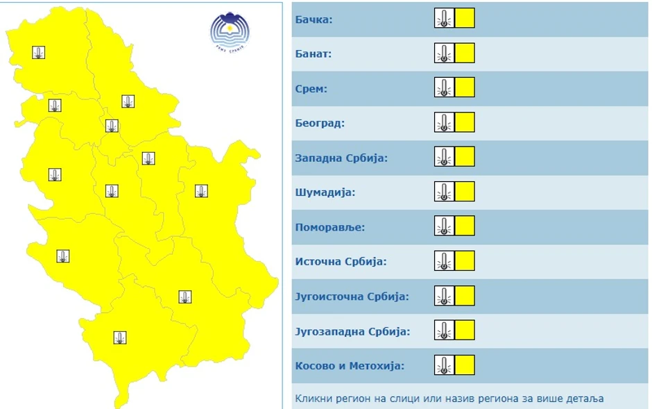 Meteoalarm za utorak, 8. april