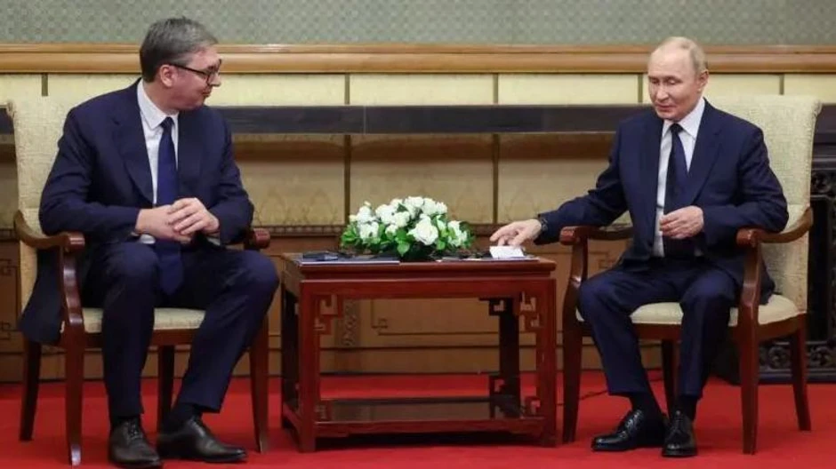 Predsednik Srbije Aleksandar Vučić jedan je od retkih evropskih zvaničnika koji se sastajao sa predsednikom Rusije Vladimirom Putinom posle početka ruske invazije na Ukrajini 2022. | Foto: MAXIM SHEMETOV/POOL/EPA/Shutterstock