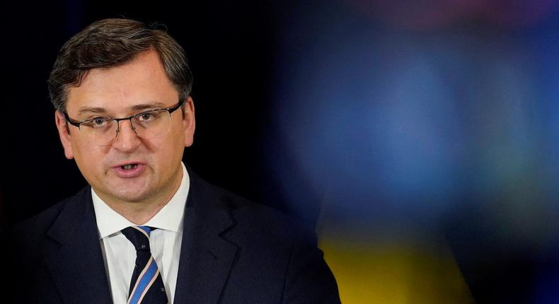 Ukrainian Foreign Minister Dmytro Kuleba sat the State Department in Washington, DC, on February 22, 2022.