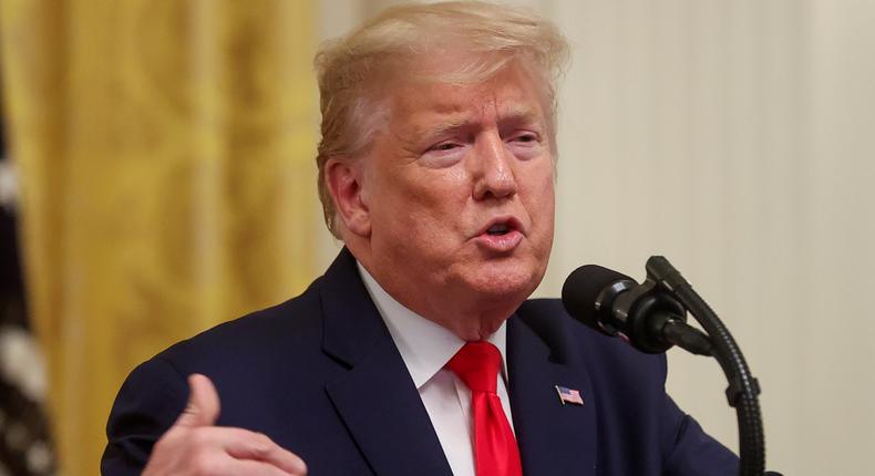 FILE PHOTO: U.S. President Donald Trump addresses U.S mayors in the East Room of the White House in Washington, U.S., January 24, 2020. REUTERS/Jonathan Ernst