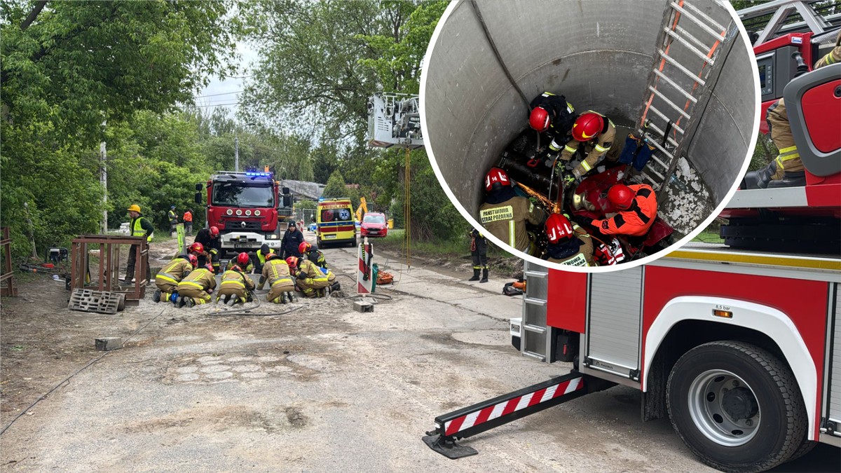 Groźny wypadek na budowie w Warszawie. Pracownik uwięziony pod ziemią. Mocne zdjęcia