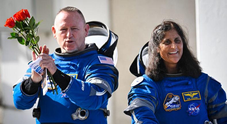 NASA astronauts Suni Williams and Butch Wilmore getting ready to board the Boeing Starliner in June.MIGUEL J. RODRIGUEZ CARRILLO/Getty Images