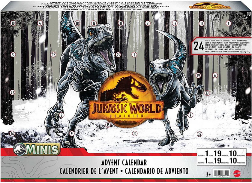 Kalendarz adwentowy Jurassic World Dominion. Z figurkami diznozaurów. Cena: 115,69 zł, Empik.com