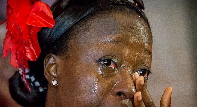 #BringBackOurGirls members cry during meeting with President Muhammadu Buhari on Wednesday, July 8, 2015.