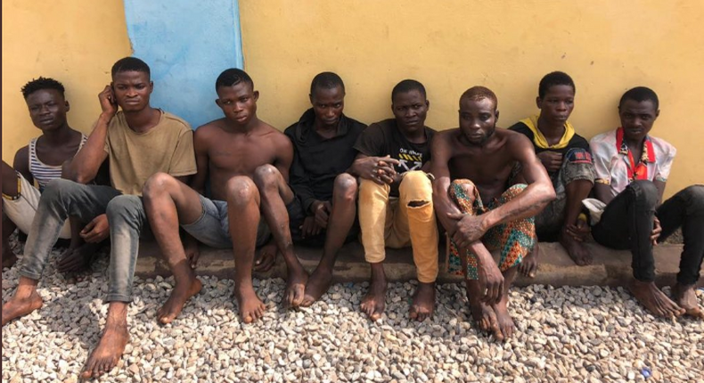 Some of the robbers arrested in Ogun state. (Ogun state govt)