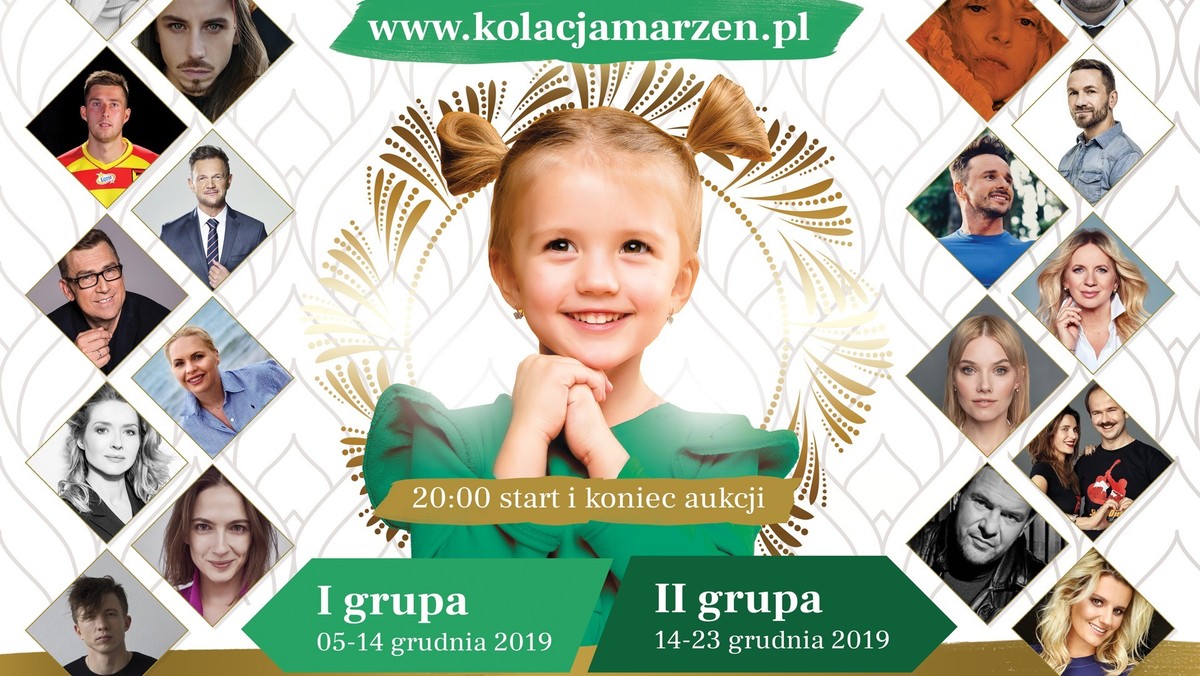 Fundacja Mam Marzenie i Allegro po raz szósty organizują ogólnopolską akcję o nazwie "Kolacja Marzeń". Każdy, wchodząc w terminie 5–23 grudnia 2019 roku na <a rel="nofollow" href="http://www.kolacjamarzen.pl" id="20f91aa5-84fb-4f09-ad70-4c4934eacb54" data-link-role-code="none">stronę</a>, może pomóc, licytując kolację z gwiazdą lub wpłacając datek. Dochód z akcji w całości zostanie przeznaczony na realizację marzeń podopiecznych Fundacji.