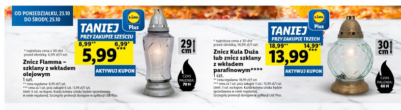 Ile kosztują znicze w Lidlu?