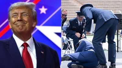 That's bad - Trump reacts as Biden tumbles on Air Force stage. [File]