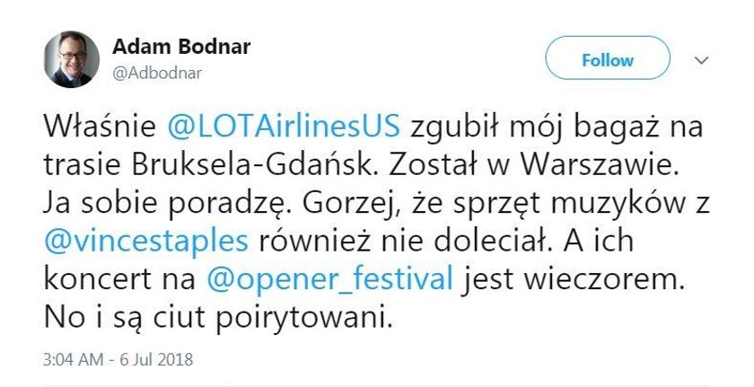 Kłopoty gwiazdy przed występem na Open'erze. Nie doleciał sprzęt zespołu