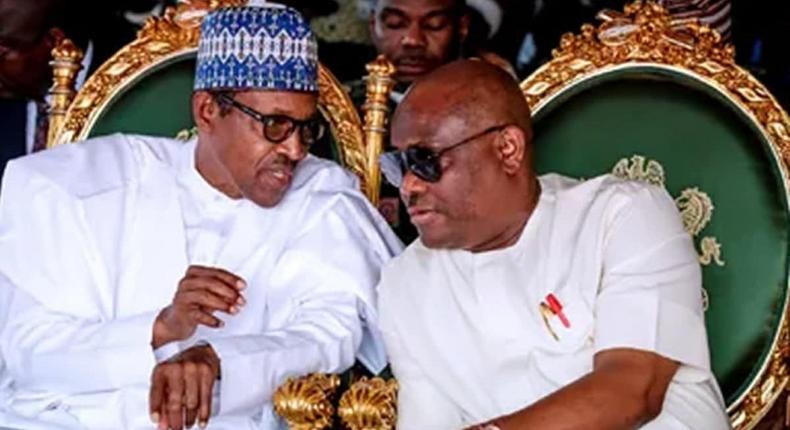 President Muhammadu Buhari and Governor Nyesom Wike. [dailypost]