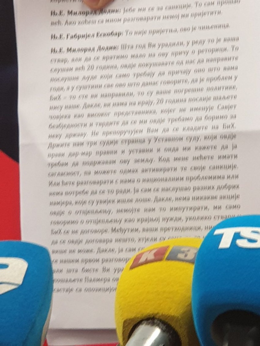 Stenogram razgovora Dodika i Eskobara