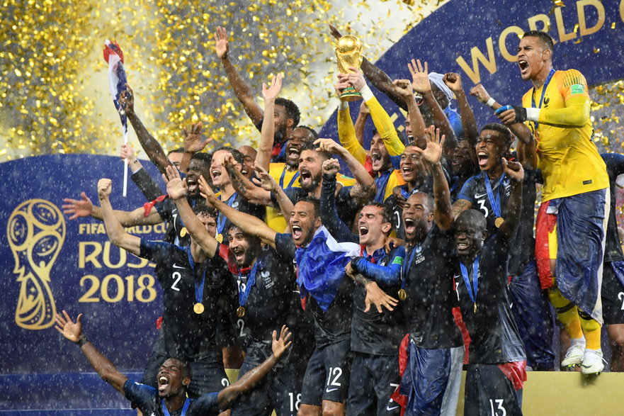 Reprezentacja Francji po zwycięstwie w mistrzostwach świata piłki nożnej w 2018 r.