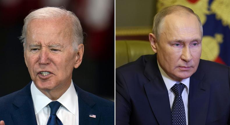 President Joe Biden spoke with CNN's Jake Tapper on Tuesday about Russian President Vladimir Putin's war in Ukraine.Julio Cortez and Gavriil Grigorov/AP