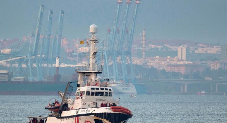 The ship of Spanish NGO Proactiva Open Arms, pictured in 2018, is currently sailing off the coast of Italy's southern Lampedusa island