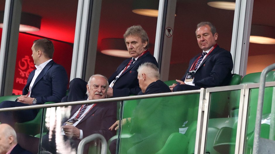 Zbigniew Boniek i Marek Koźmiński na meczu reprezentacji