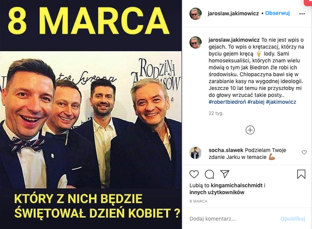 Jarosław Jakimowicz na Instagramie