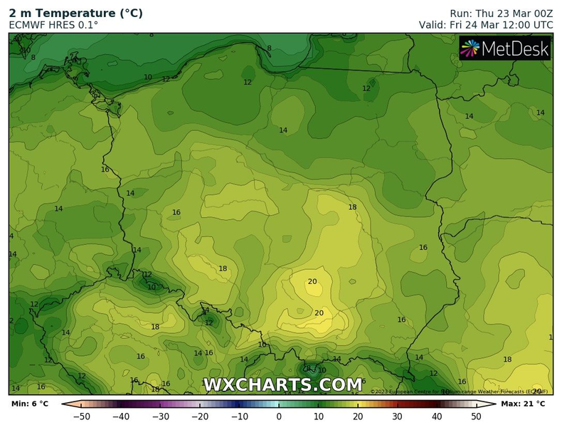 Piątek będzie wyjątkowo ciepły, z temperaturą nawet powyżej 20 st. C