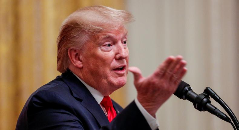 FILE PHOTO: U.S. President Donald Trump speaks during a joint news conference with Turkey's President Tayyip Erdogan at the White House in Washington, U.S., November 13, 2019. REUTERS/Tom Brenner