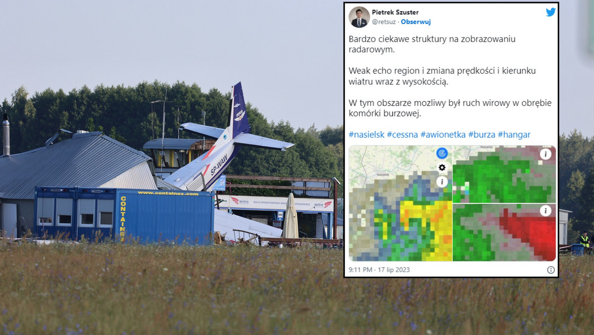Łowcy Burz pokazali radar z chwili katastrofy samolotu. "Możliwy ruch wirowy"