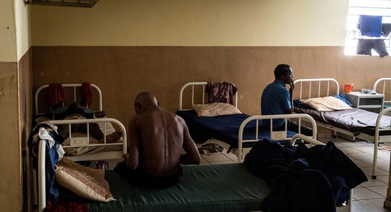 Two recovering Kush users at a hospital in Freetown, Sierra Leone, on June 22, 2023.JOHN WESSELS | Getty Images