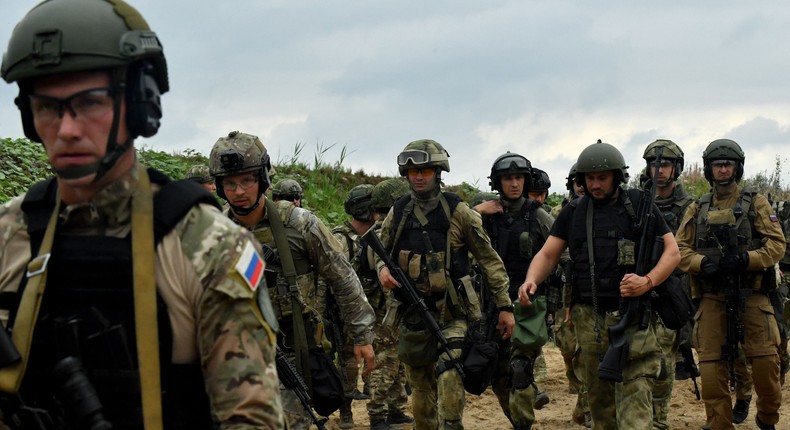 Russian soldiers in St. Petersburg on August 25, 2022.