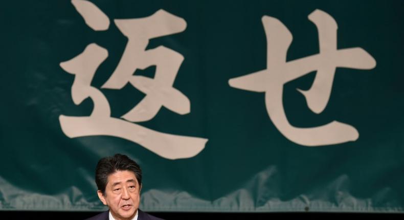 Japan's Prime Minister Shinzo Abe struck a more conciliatory tone
