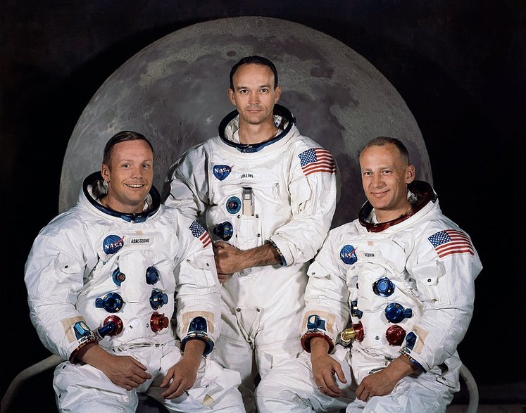 Członkowie misji Apollo 11 (od lewej)- Neil Armstrong, Michael Collins, Buzz Aldrin