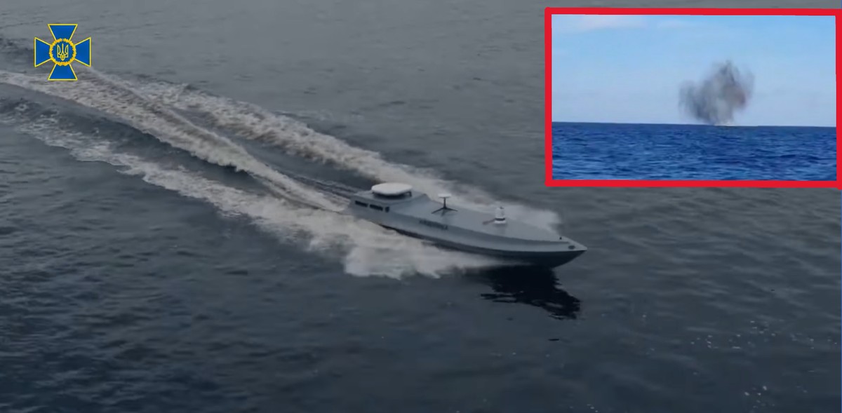 Ukraiński dron morski i wysadzenie go u wybrzeży Rumunii