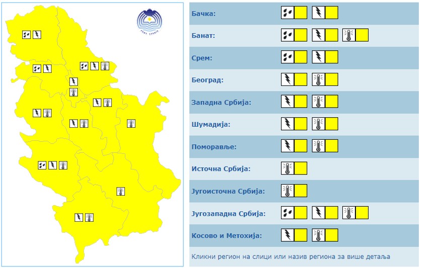 Meteoalarm za 16. april