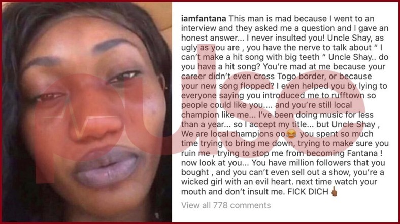 Fantana drags Wendy for insulting her with her teeth