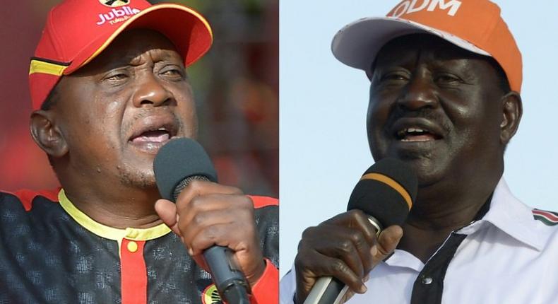 Kenyan opposition leader Raila Odinga (right) is challenging the results of the August 8 election which returned President Uhuru Kenyatta to office