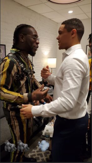 Burna Boy and Trevor Noah after his performance on 'The Daily Show.' (Instagram/Burnaboygram)