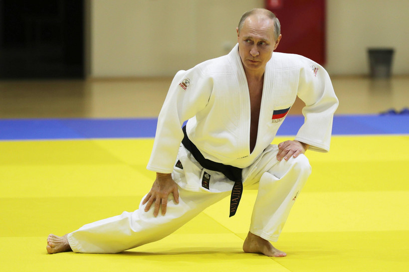 Prezydent Władimir Putin trenował w lutym 2019 r. w Soczi z kadrą narodową Rosji