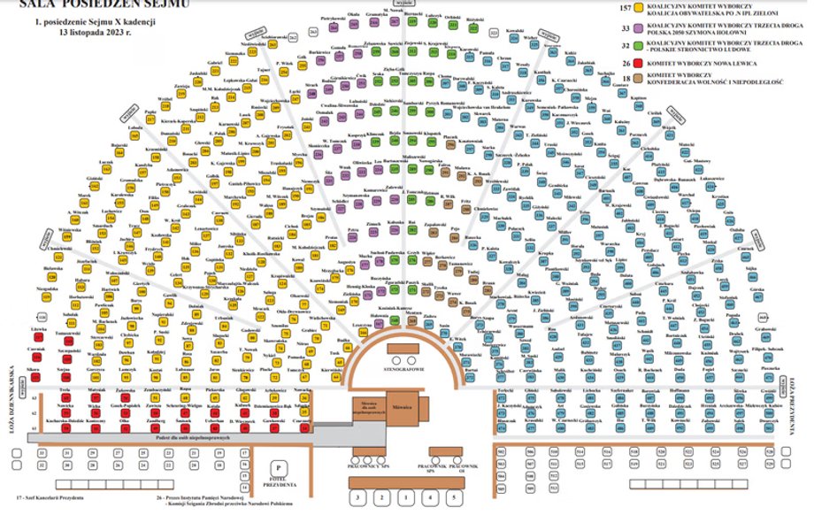 Tak wygląda rozkład miejsc w Sejmie