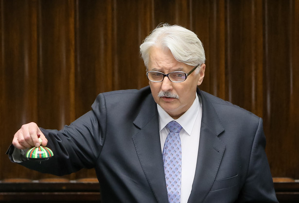 Minister spraw zagranicznych Witold Waszczykowski, podczas posiedzenia Sejmu
