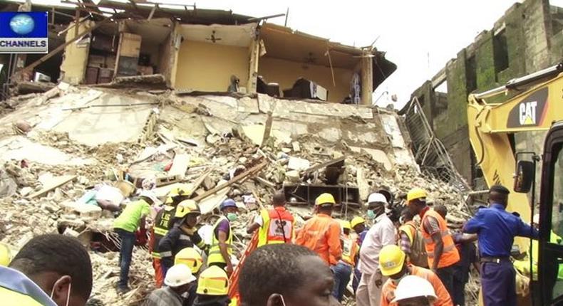 Collapsed building on Lagos Island