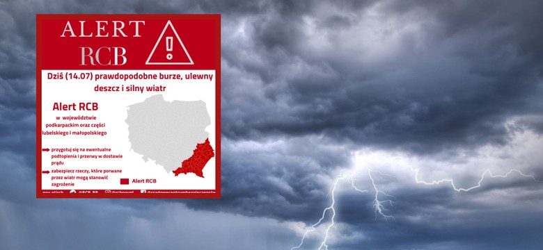 Alert RCB dla 3 województw. Burze, grad, ulewy i silny wiatr