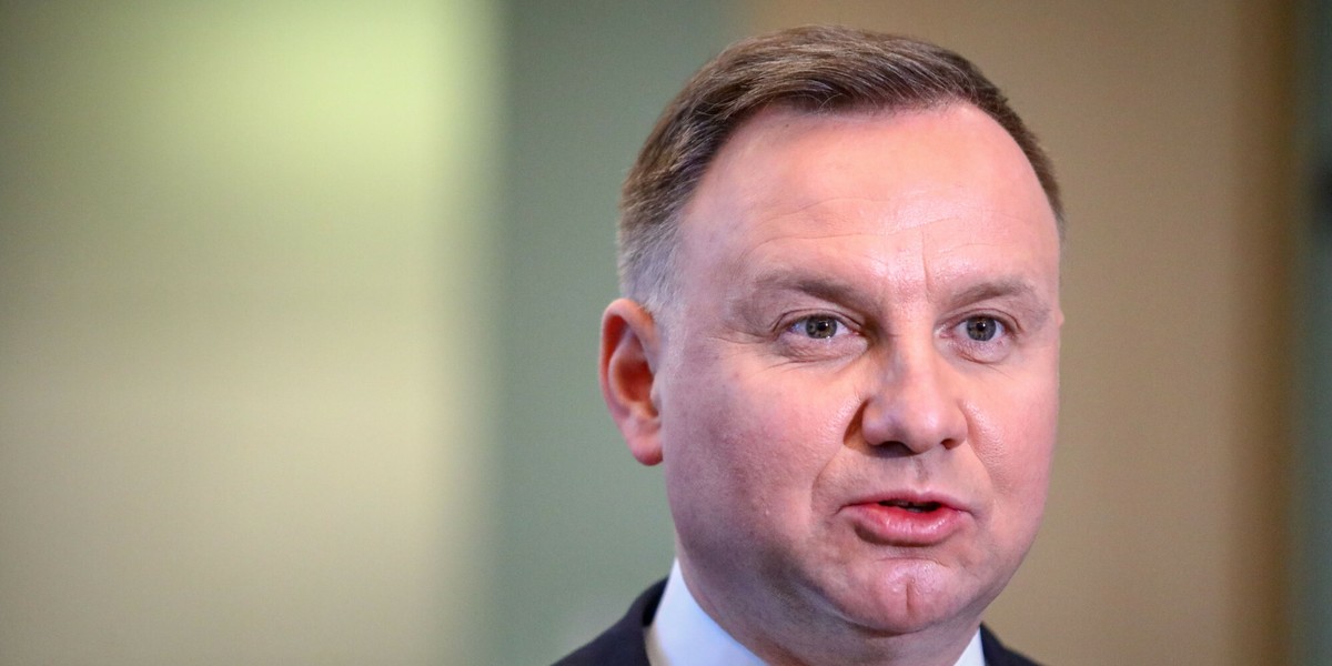 Andrzej Duda podczas konferencji po posiedzeniu Rady Bezpieczeństwa Narodowego. Warszawa, 22 lutego 2022 r.