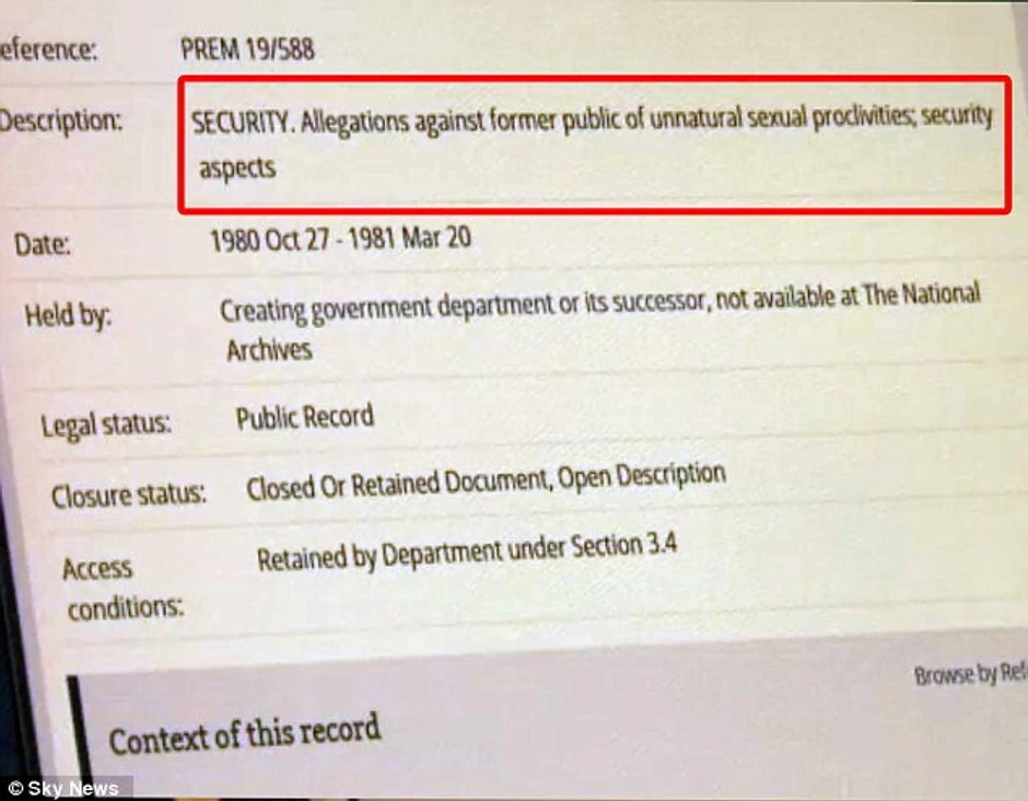 Dokument "PREM19/588 - SECURITY" (FOTO: Sky News)