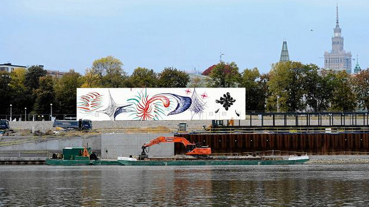 Projekt artysty Sławomira Pawszaka - barwny abstrakcyjny mural - zwyciężył w konkursie na projekt plastyczny fasady Muzeum nad Wisłą – tymczasowej siedziby Muzeum Sztuki Nowoczesnej w Warszawie.