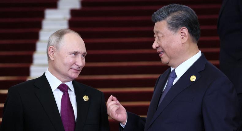 Russian President Vladimir Putin and Chinese leader Xi Jinping in Beijing on October 17, 2023.Sergei Savostyanov/Pool/AFP/Getty Images